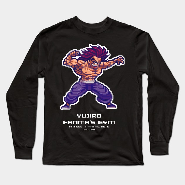 yujiro hanma's gym pixle Long Sleeve T-Shirt by Japanese Mask Art